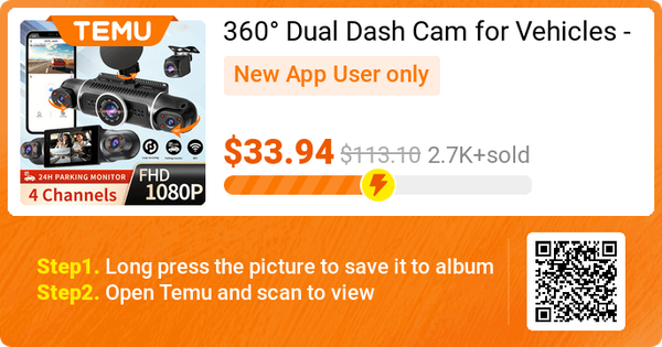 360° Dual Dash Cam for Vehicles – 24-Hour Motion Detection, GPS Tracking, Front & Rear Recording – Secure Driving