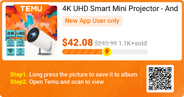 4K UHD Smart Mini Projector – Android 11.0, Dual WiFi, LCD High Brightness for Home Theater & Outdoors
